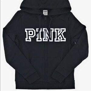 VICTORIA’S SECRET BLACK “PINK” ZIP UP JACKET